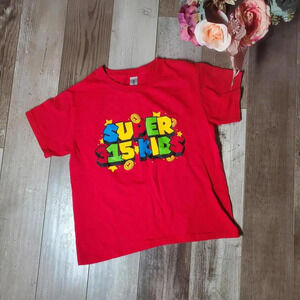 SUPER 315 KIDS Red Super Mario Theme Christian Boys Tee Size XS (5/6) NWOT
